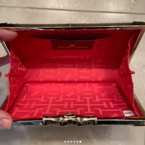 NWOT Elaine Turner Clutch, Signed Bamboo Closure